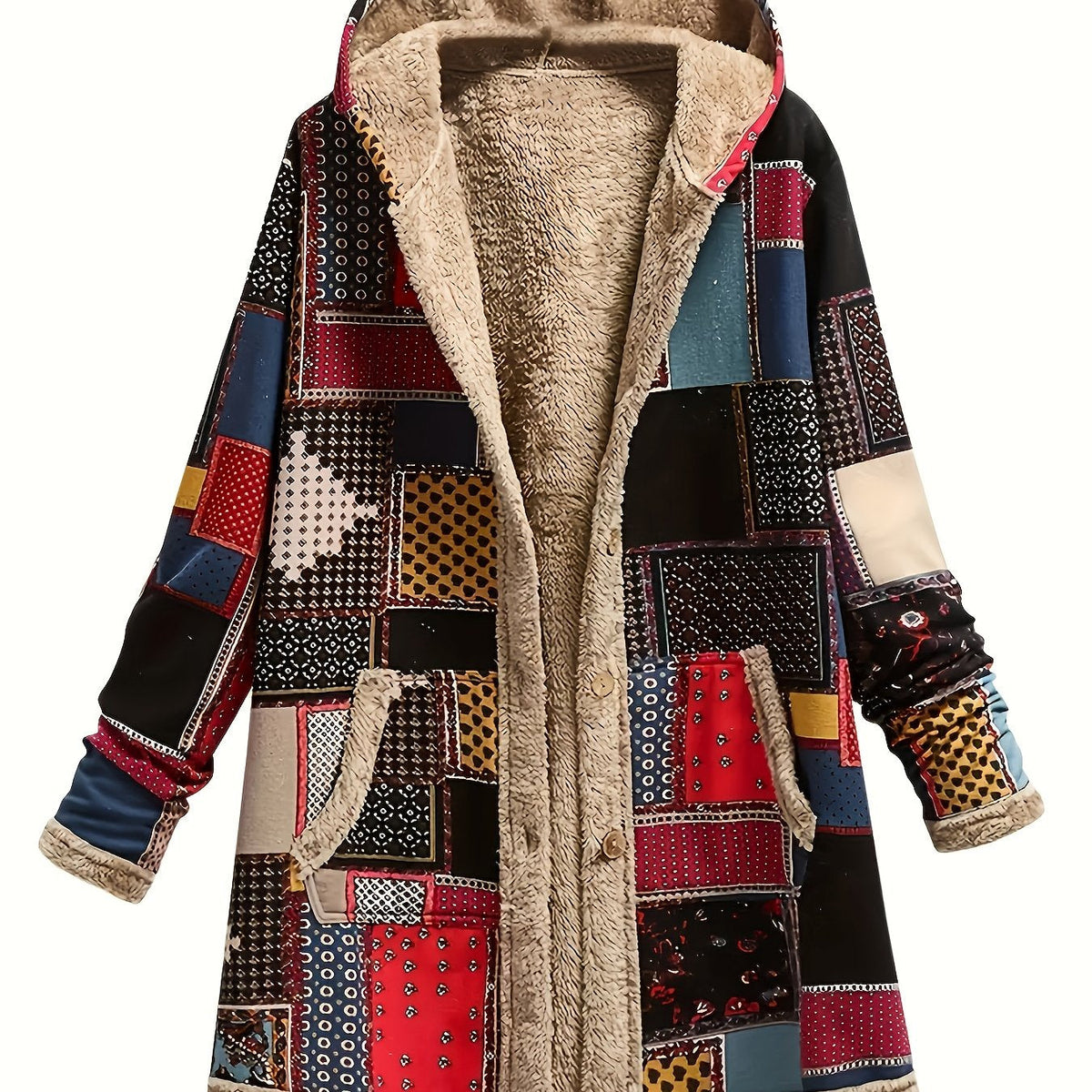 Veste à capuche patchwork et doublure polaire — Amielle Paris
