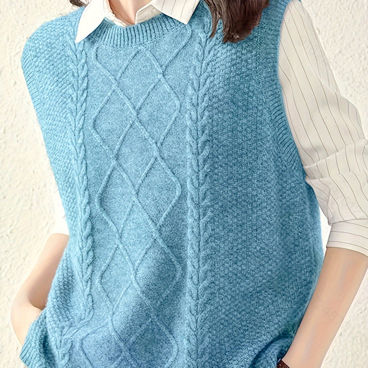 Pull sans manches en maille torsadée — Amielle Paris
