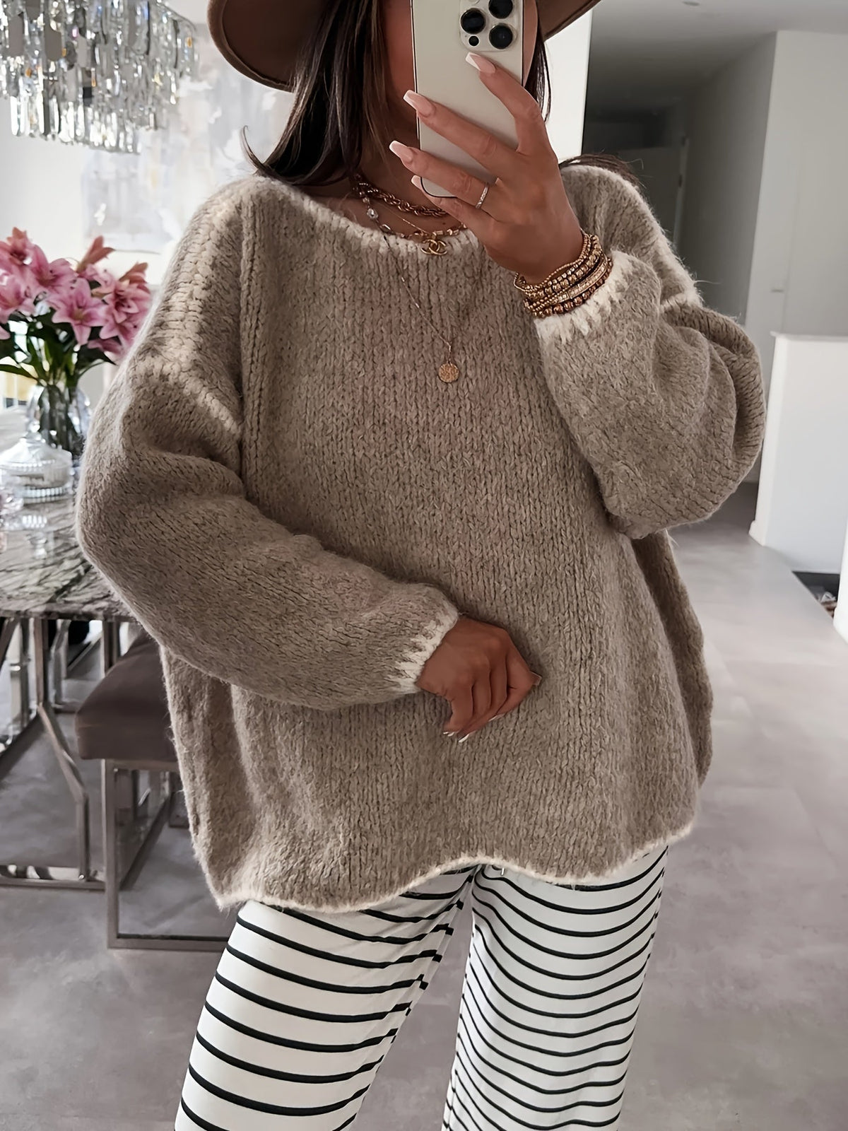 Colette | Pull en grosse maille à col bateau — Amielle Paris
