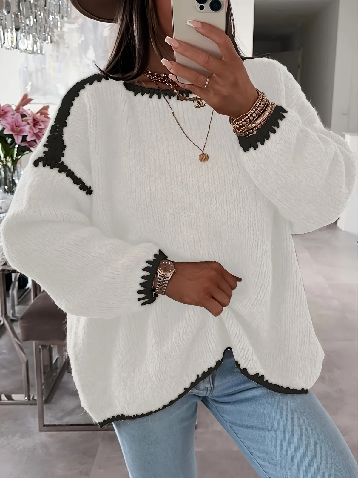 Colette | Pull en grosse maille à col bateau — Amielle Paris