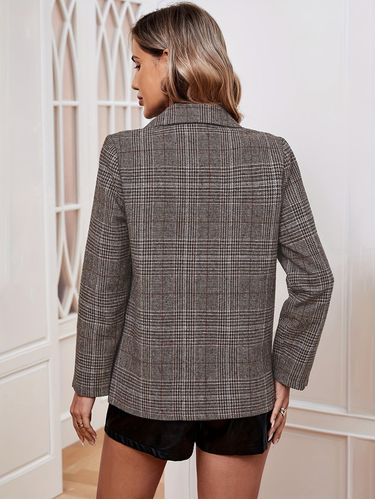 Blazer pied-de-poule à revers crantés — Amielle Paris