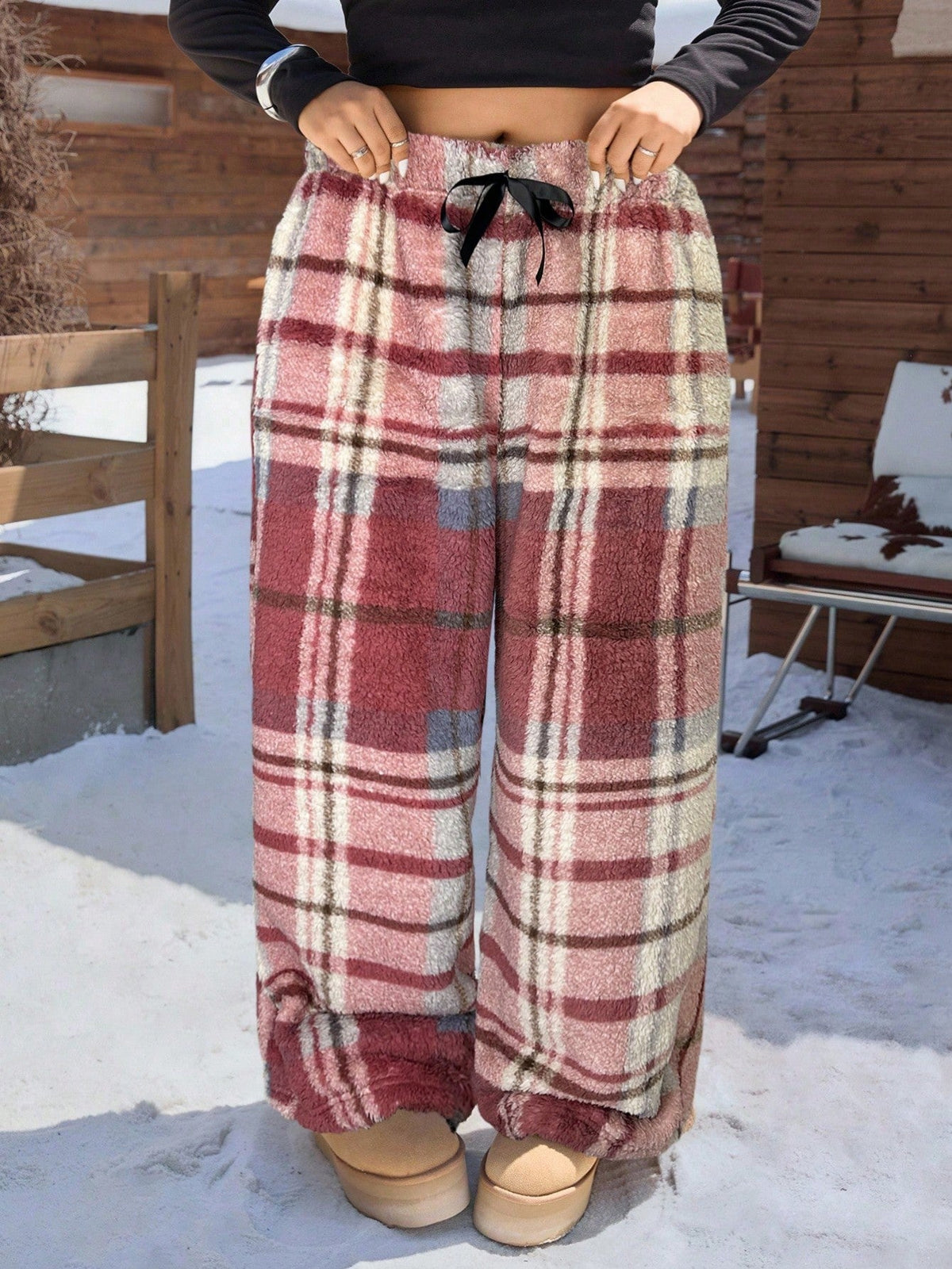 Pantalon d'intérieur à carreaux et taille à nouer — Amielle Paris