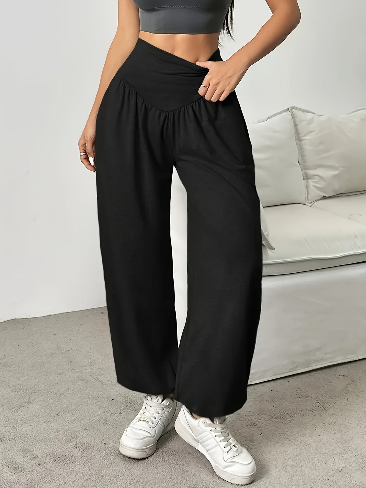 Pantalon large décontracté à taille haute — Amielle Paris