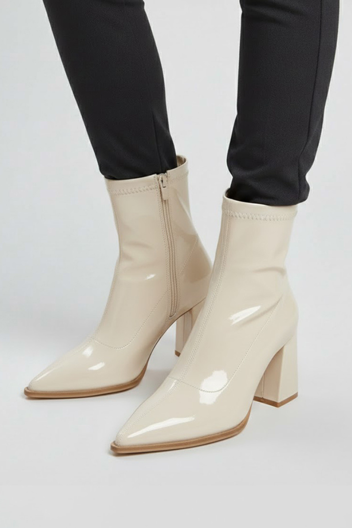 Bottines vernies à bout pointu et zip — Amielle Paris