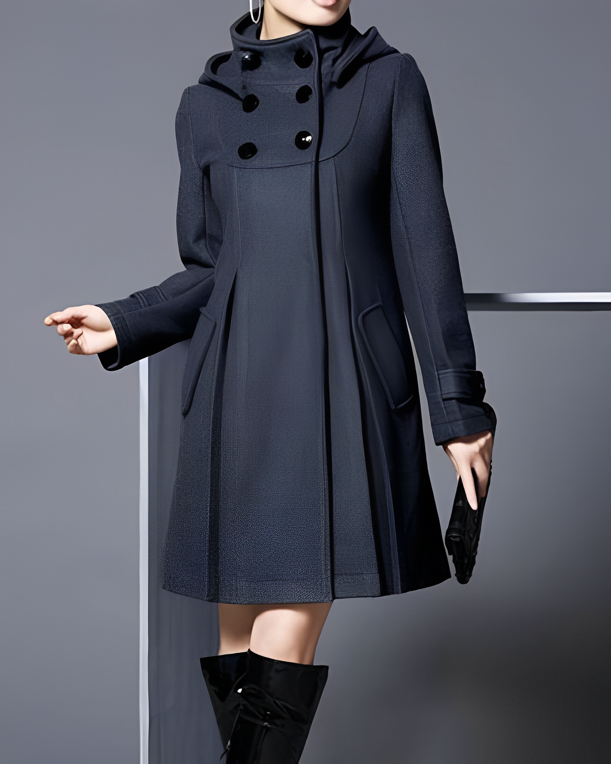 Manteau long à capuche et poches latérales — Amielle Paris