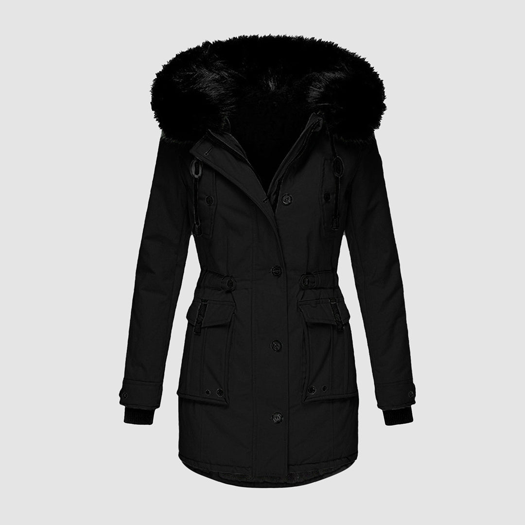 Sienna — Parka à capuche et taille ajustable — Amielle Paris