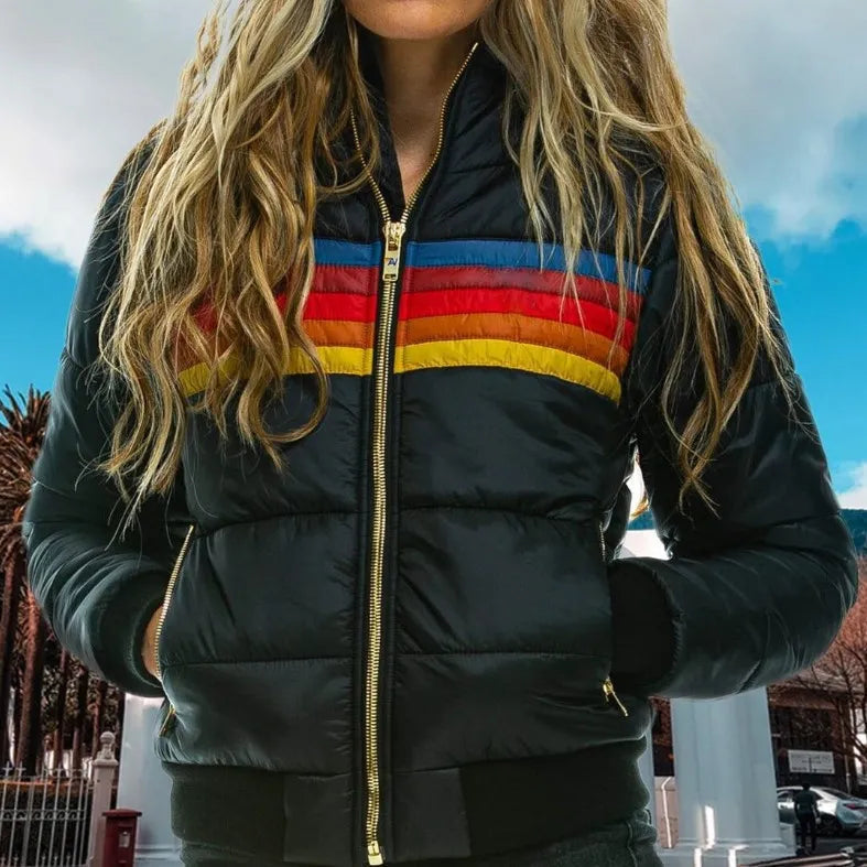 Doudoune à rayures rétro et capuche — Amielle Paris