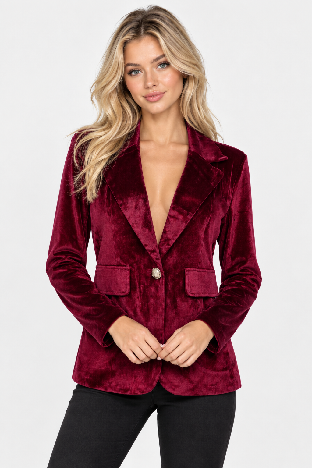Blazer en velours à un bouton — Amielle Paris