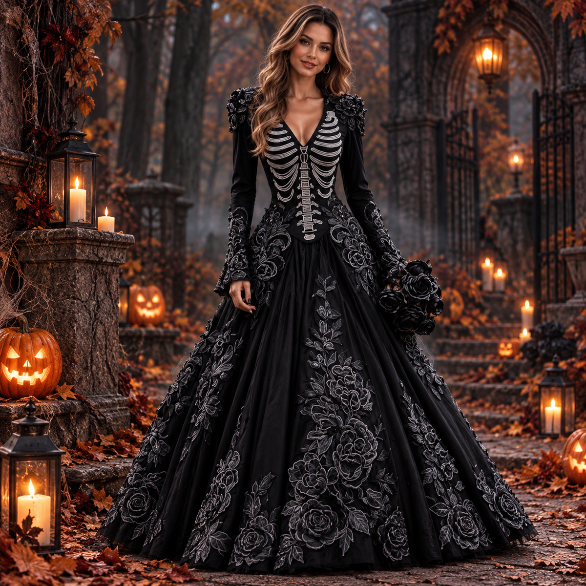 Bone Duchess — Robe longue squelette — vue principale