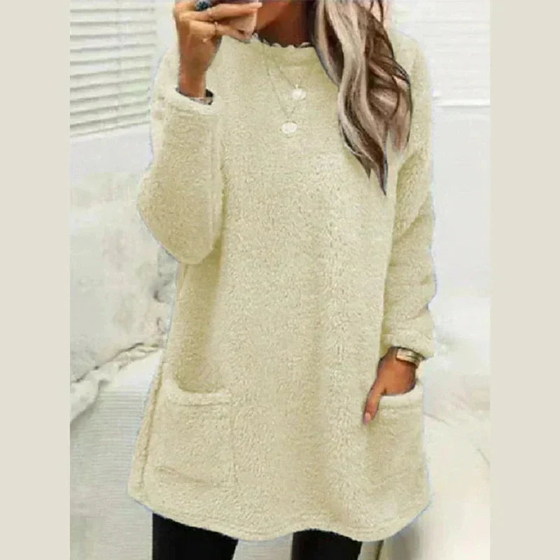 Tunique en polaire à poches et col boutonné — Amielle Paris