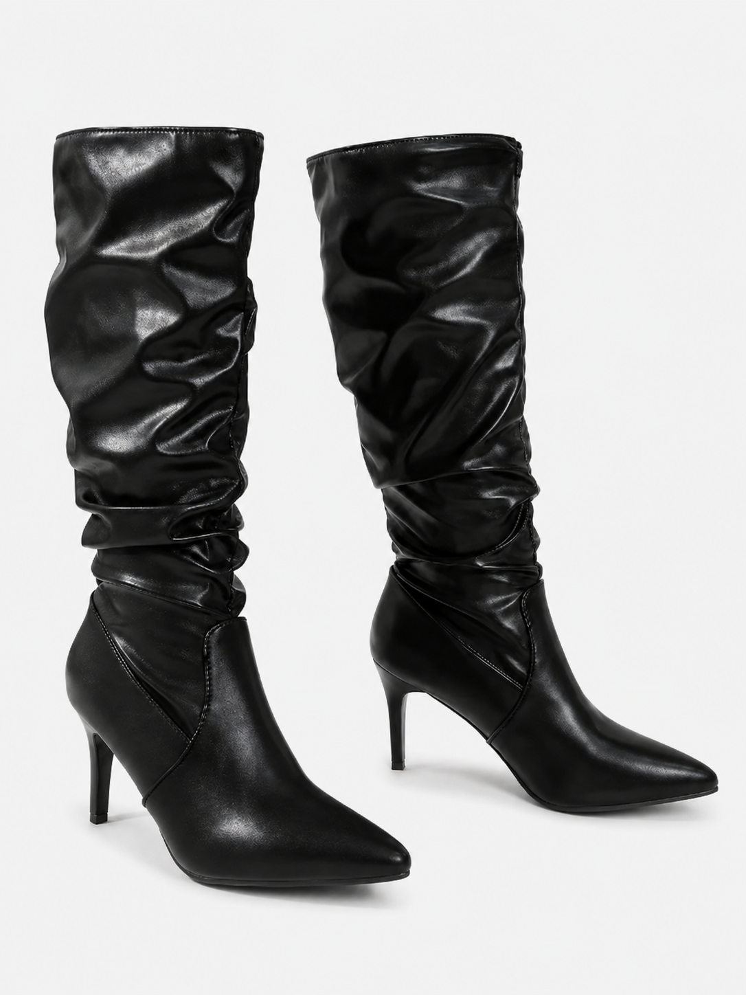 Bottes plissées à talon aiguille
