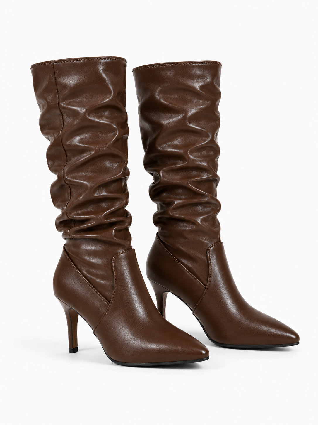 Bottes plissées à talon aiguille