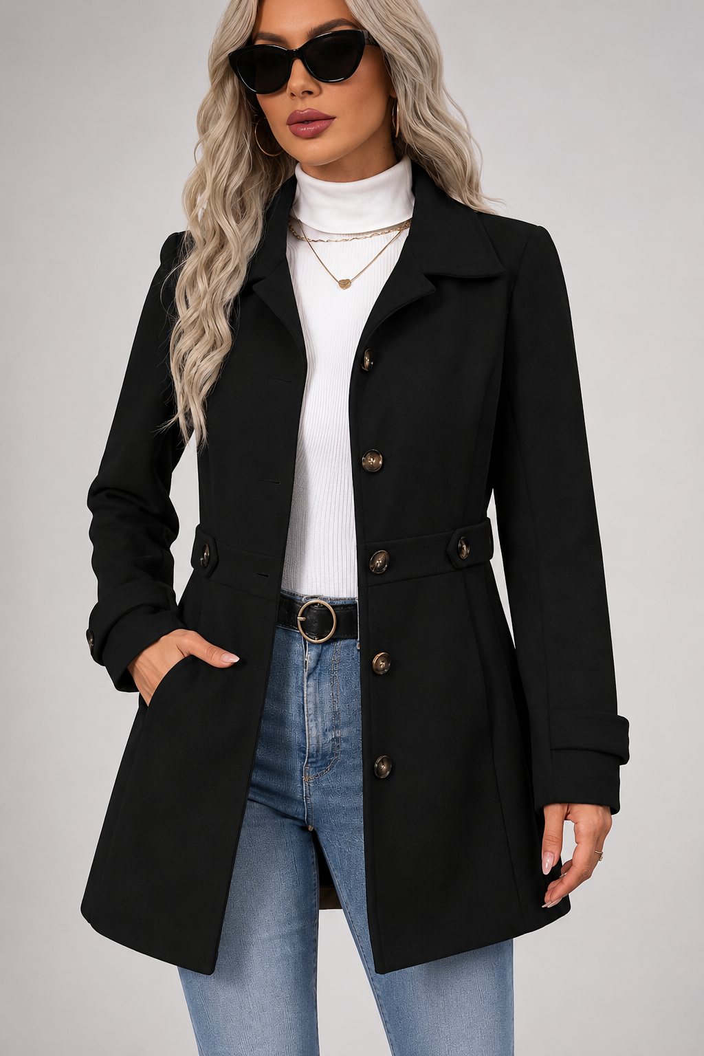 Manteau cintré en suédine — Lilly — Amielle Paris