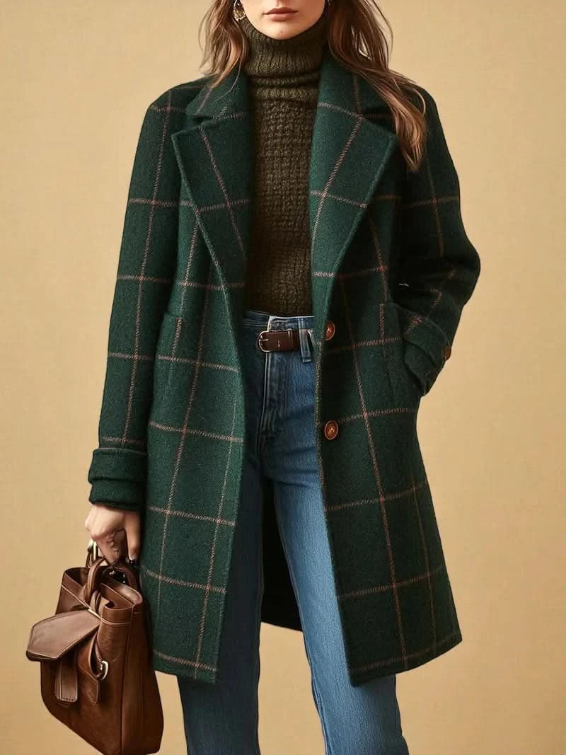 Gabriella — Manteau à carreaux et col à revers — Amielle Paris