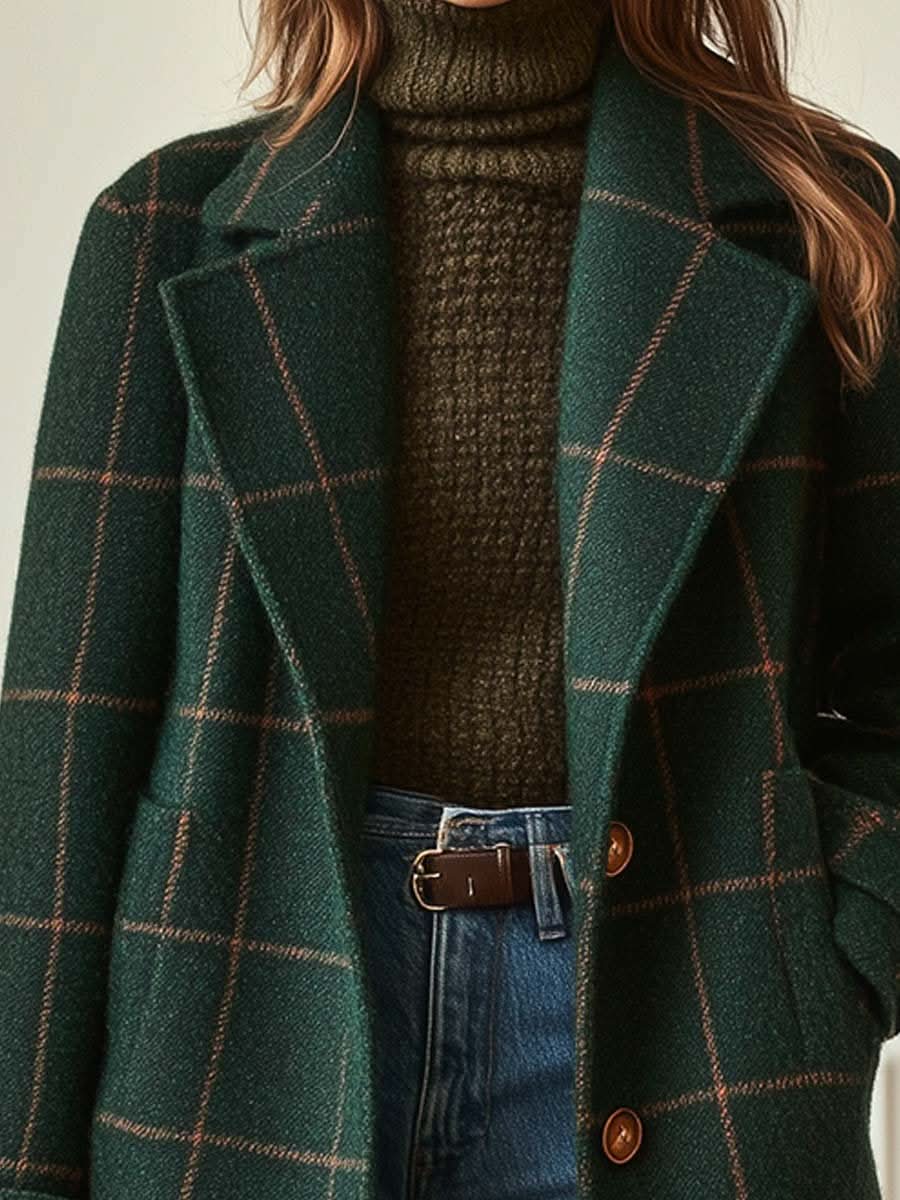 Gabriella — Manteau à carreaux et col à revers — Amielle Paris