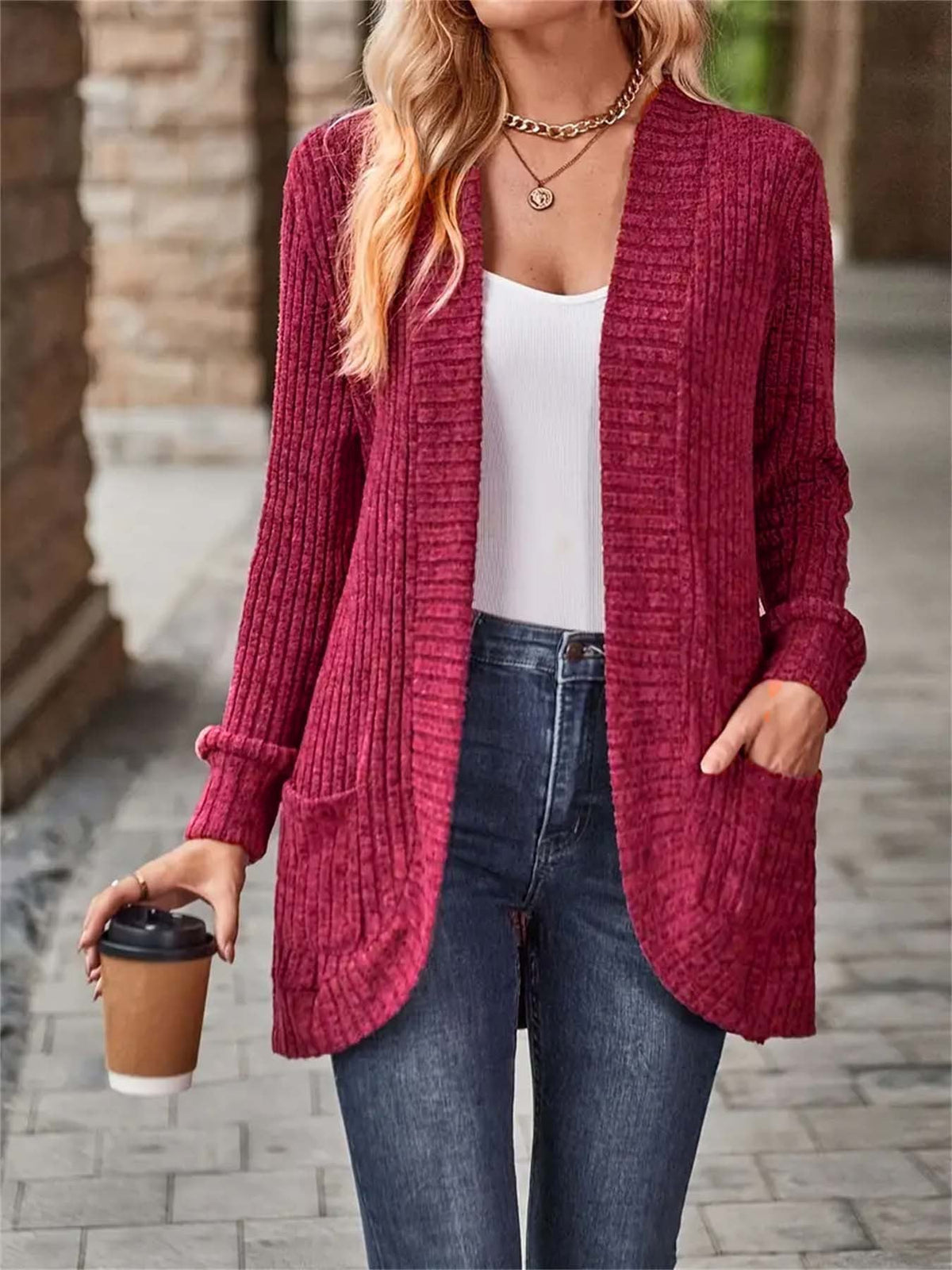 Cardigan en maille à poches