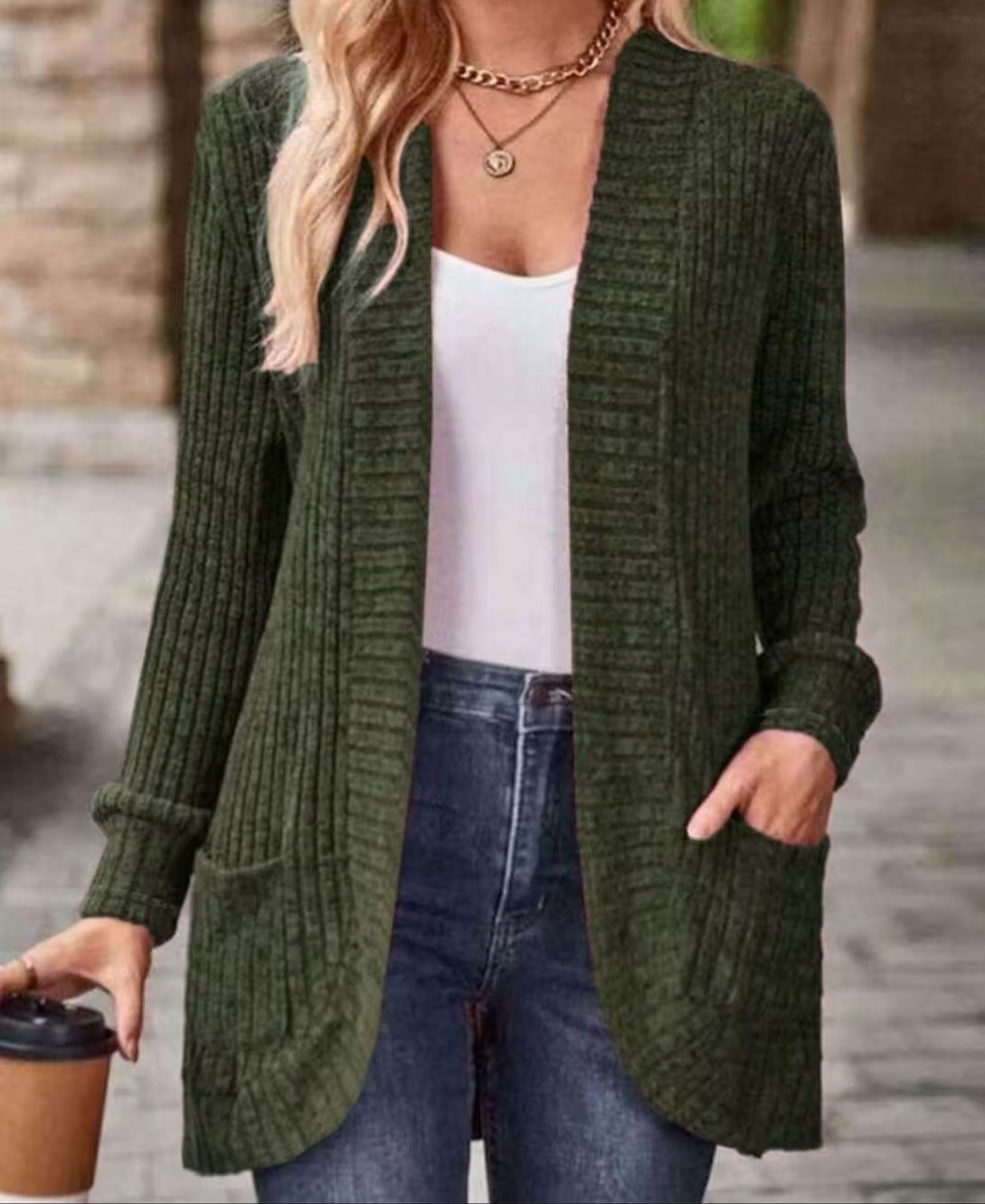 Cardigan en maille à poches