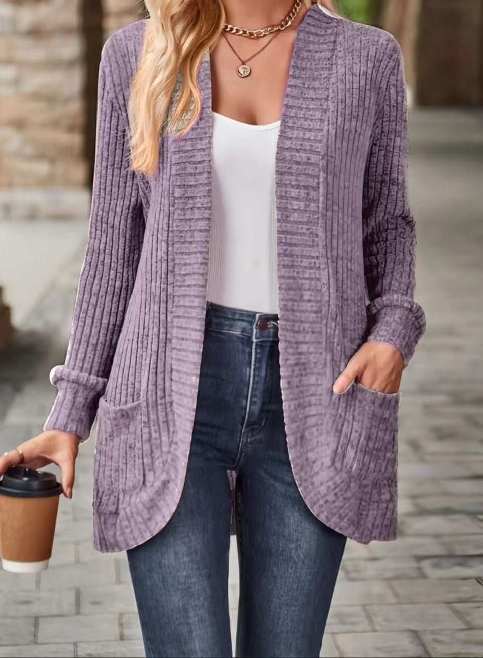 Cardigan en maille à poches