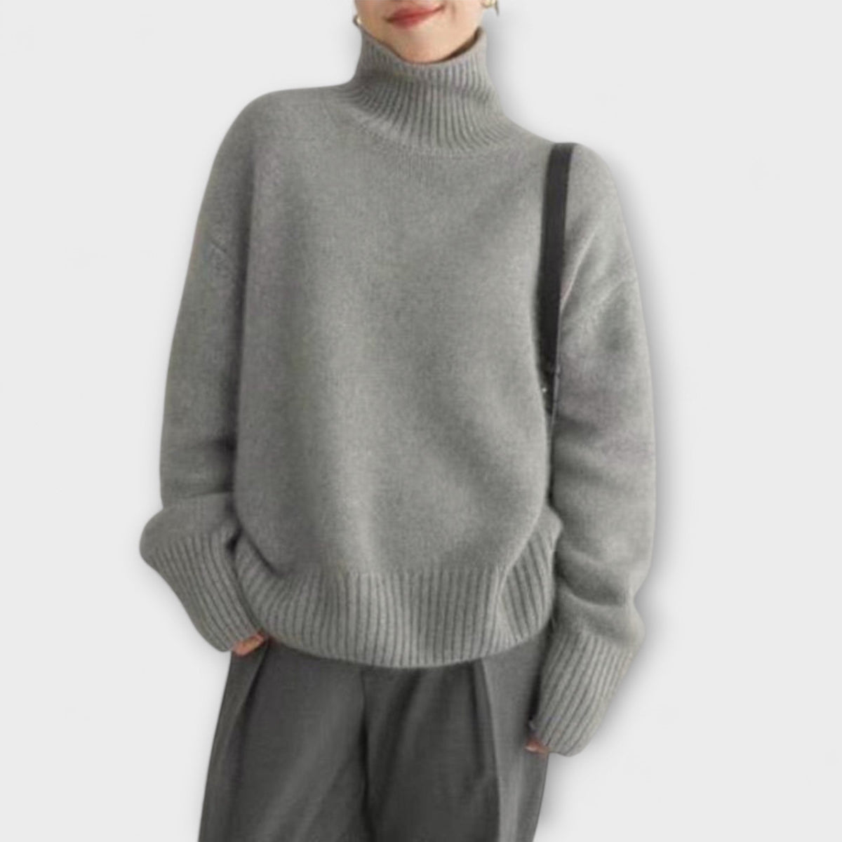 Mera | Pull beige à col roulé