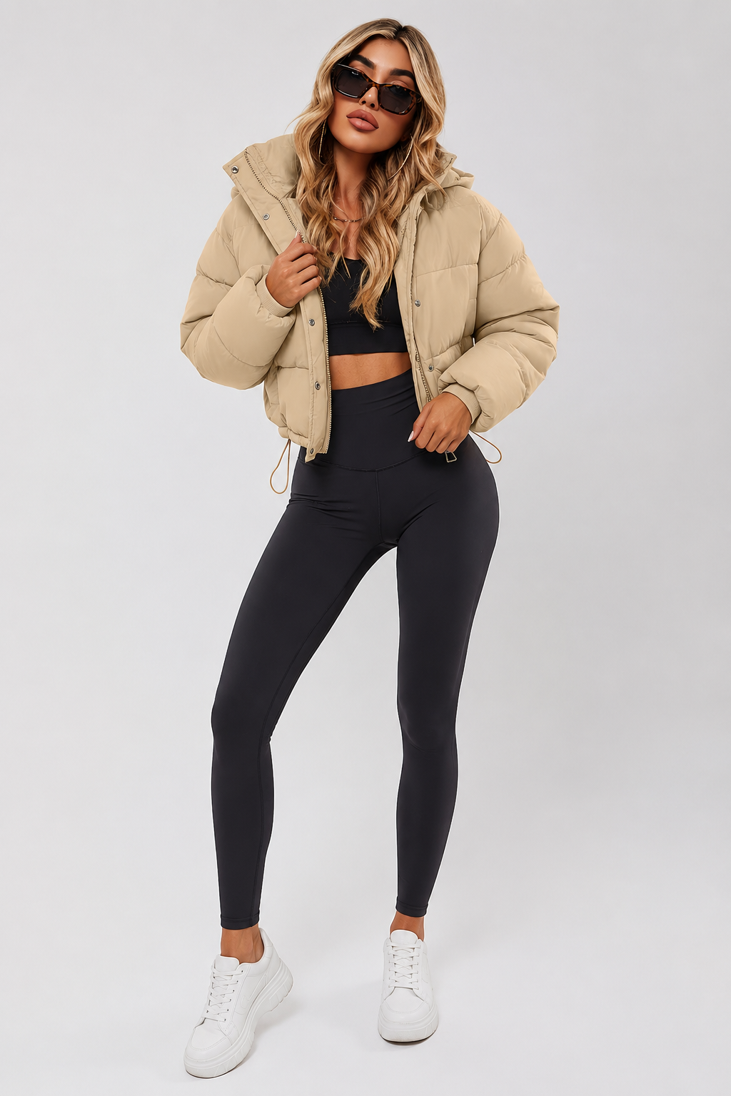 Doudoune courte ample à capuche Jaëlle — Amielle Paris