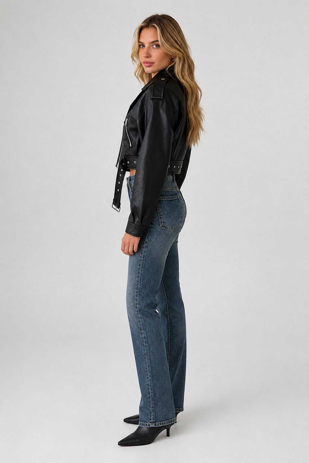 Sylvie — Veste biker ample effet cuir — Amielle Paris