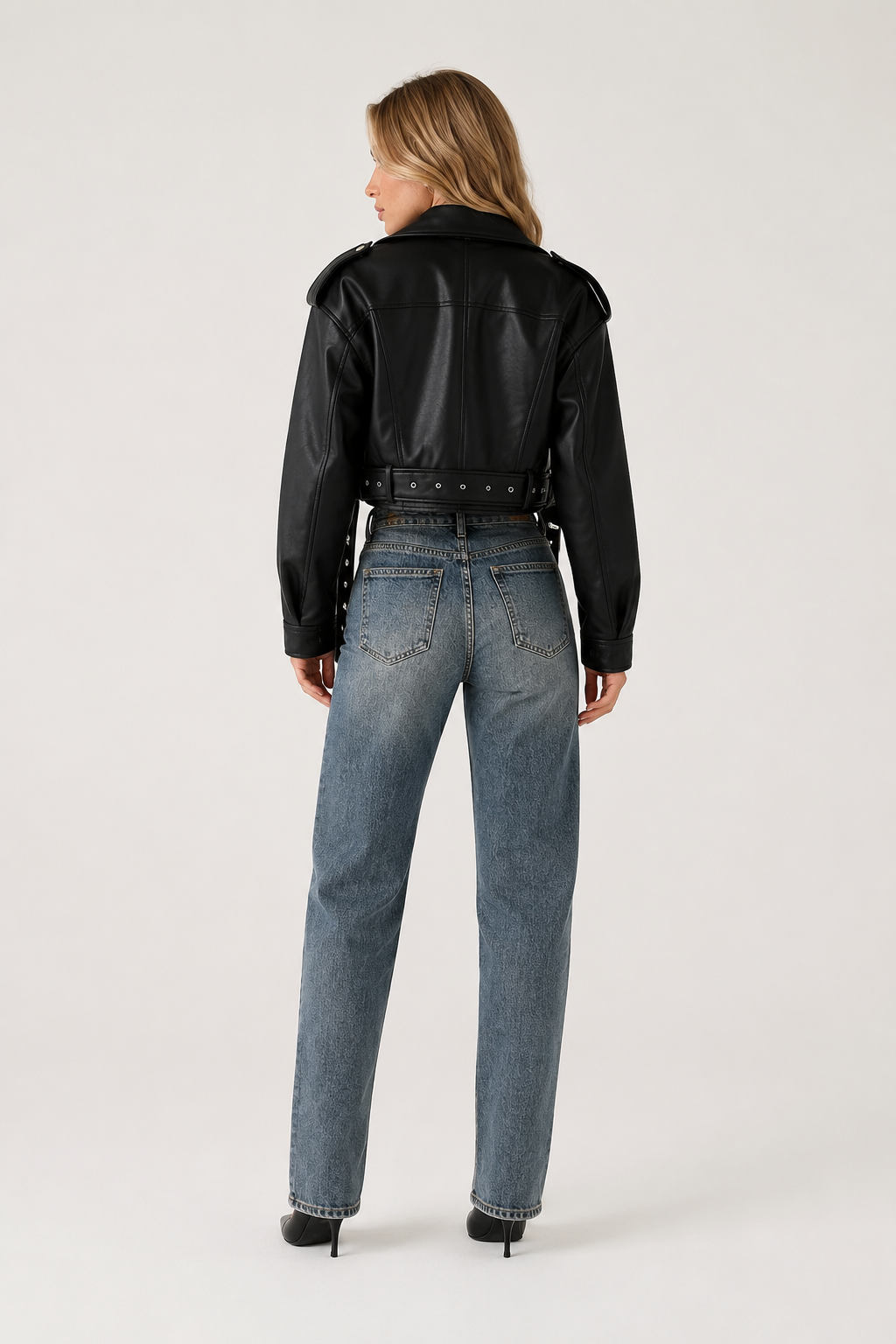 Sylvie — Veste biker ample effet cuir — Amielle Paris