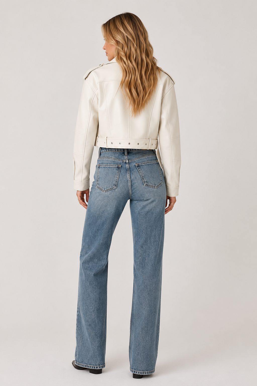 Sylvie — Veste biker ample effet cuir — Amielle Paris