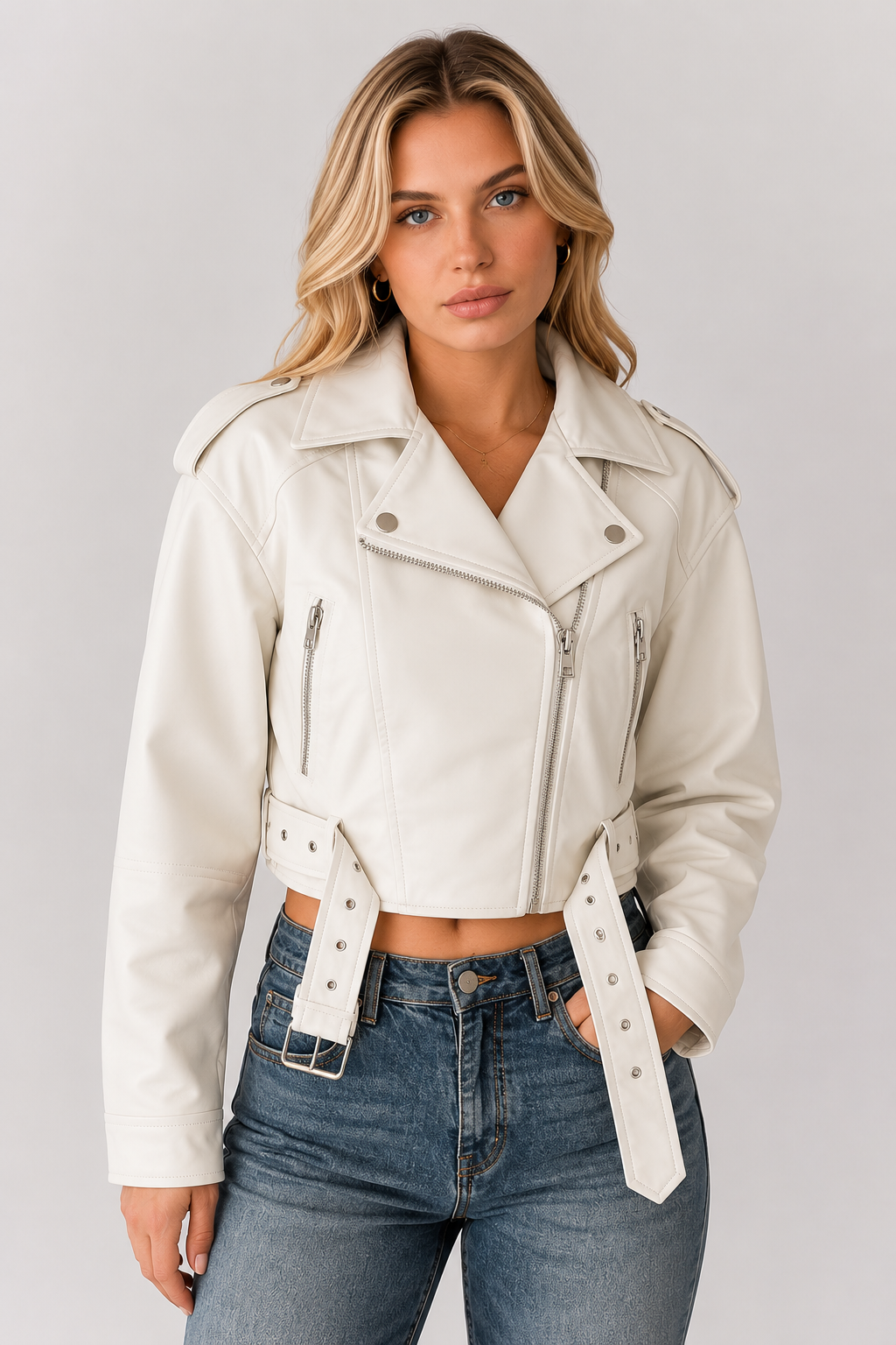 Sylvie — Veste biker ample effet cuir — Amielle Paris