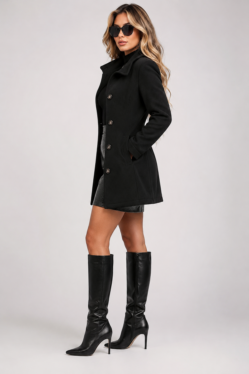 Manteau mi-long à col chemise — Suzan — Amielle Paris