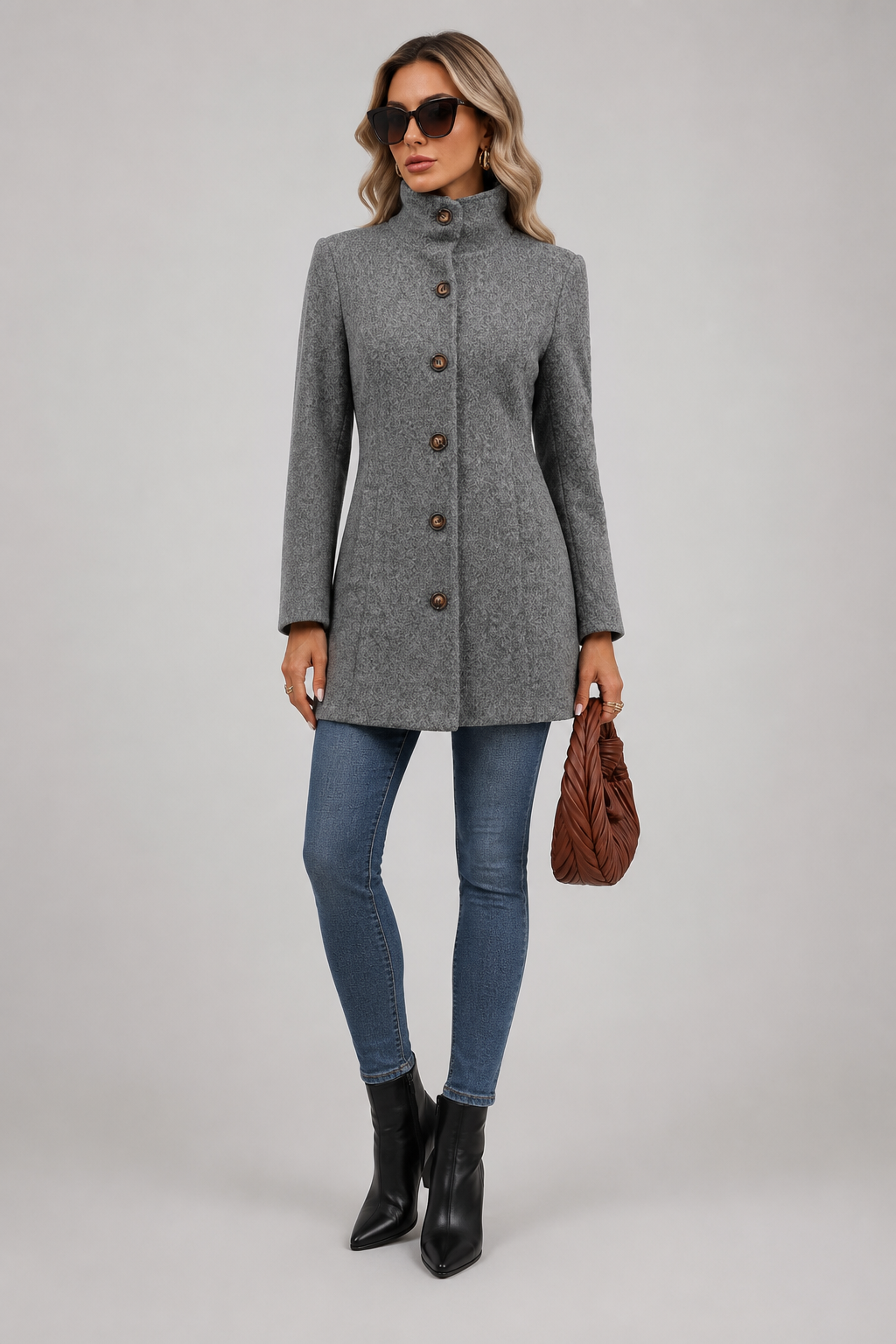 Manteau mi-long à col chemise — Suzan — Amielle Paris