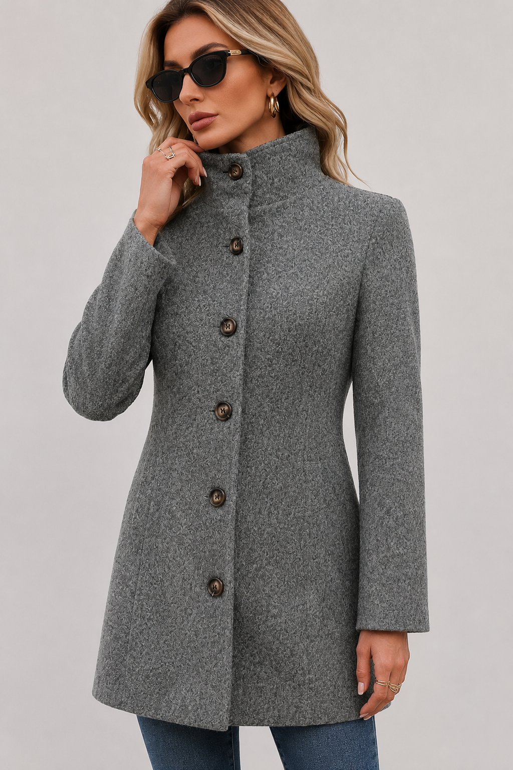 Manteau mi-long à col chemise — Suzan — Amielle Paris