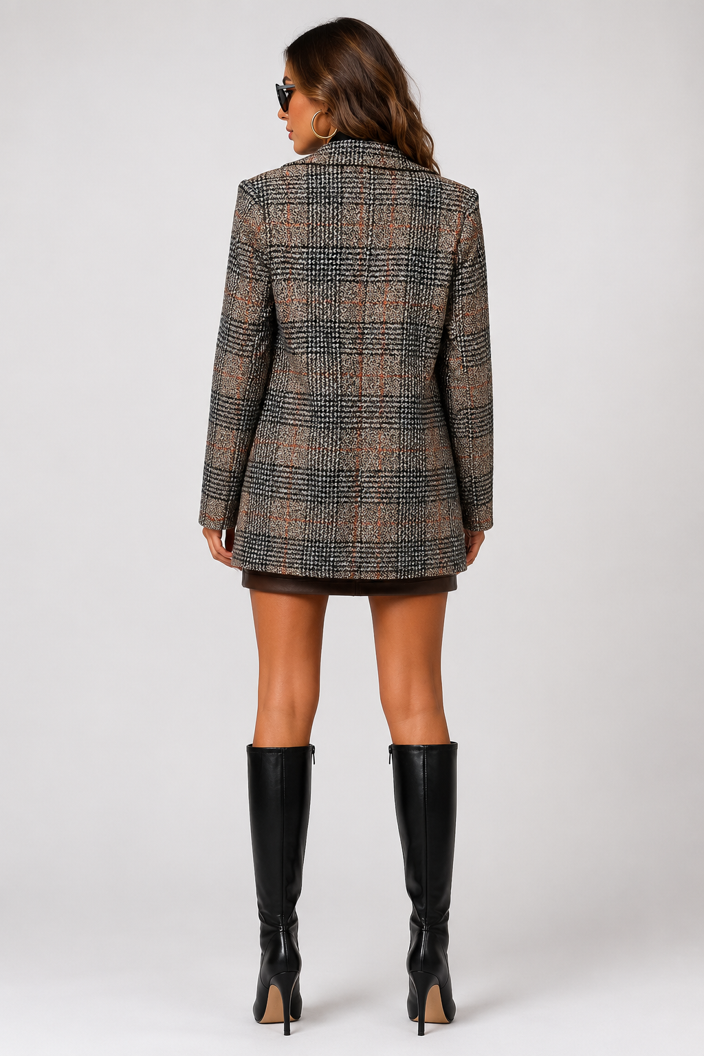 Blazer long croisé prince-de-galles Roxy — Amielle Paris