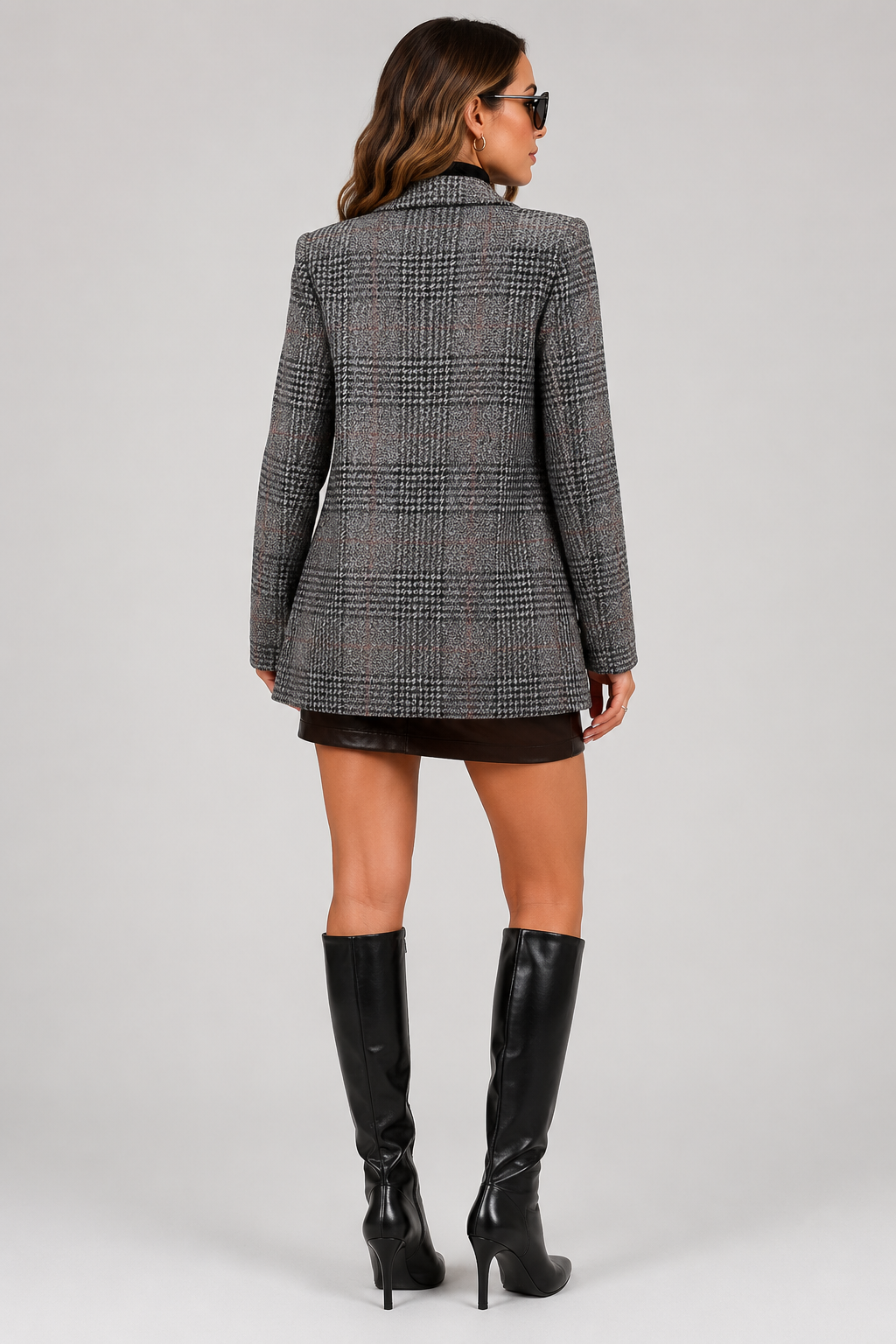 Blazer long croisé prince-de-galles Roxy — Amielle Paris