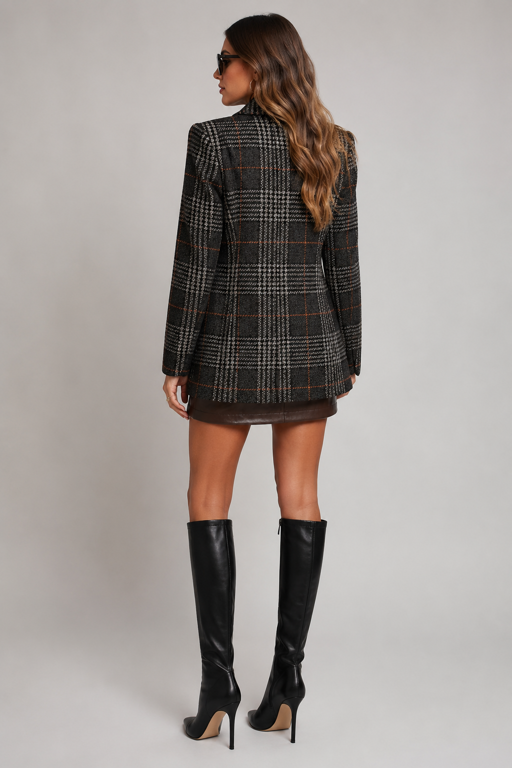 Blazer long croisé prince-de-galles Roxy — Amielle Paris