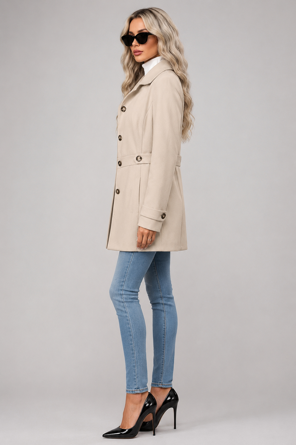 Laura — Blazer long à motif prince-de-galles — Amielle Paris