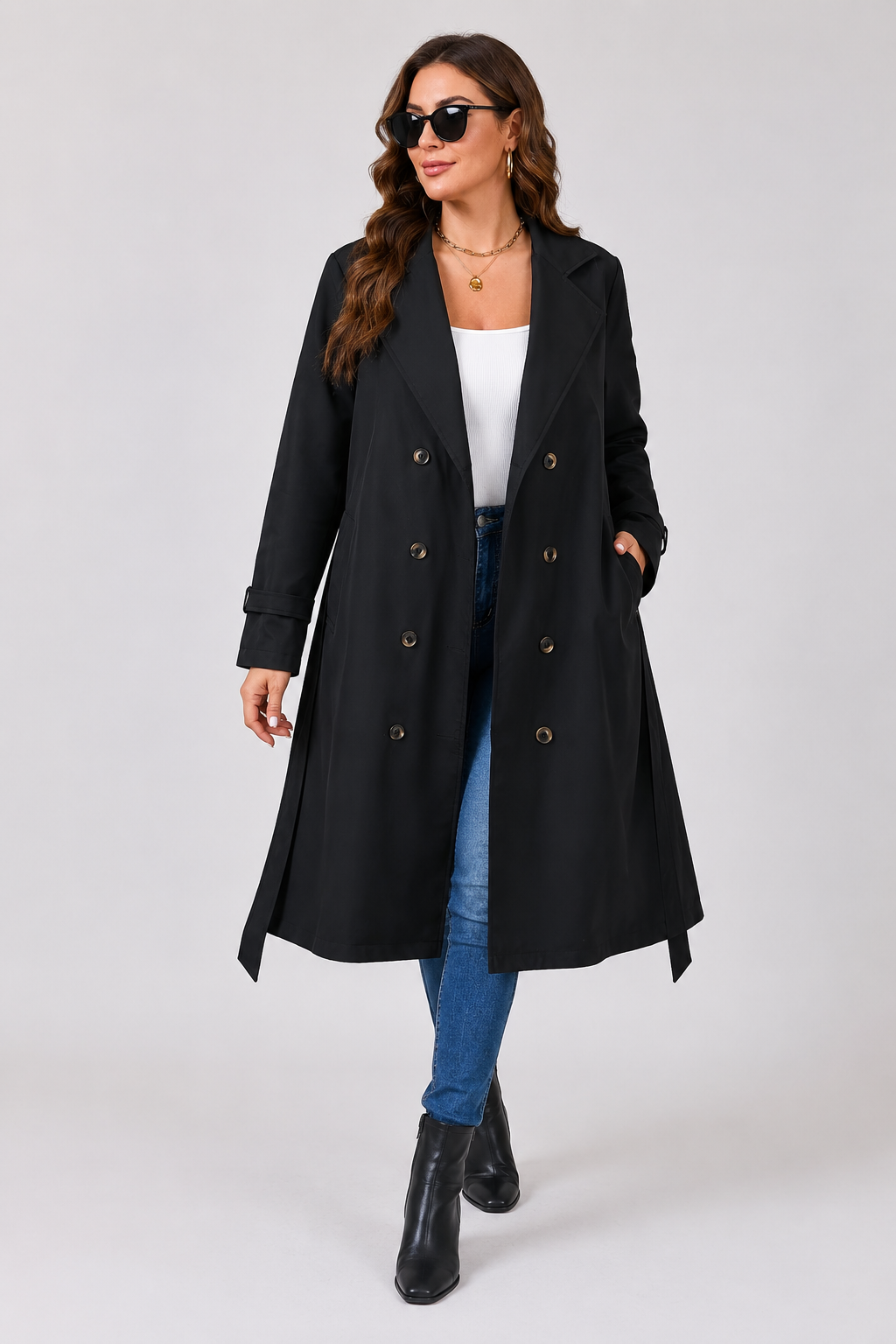 Trench fluide à boutonnage croisé — Carole — Amielle Paris