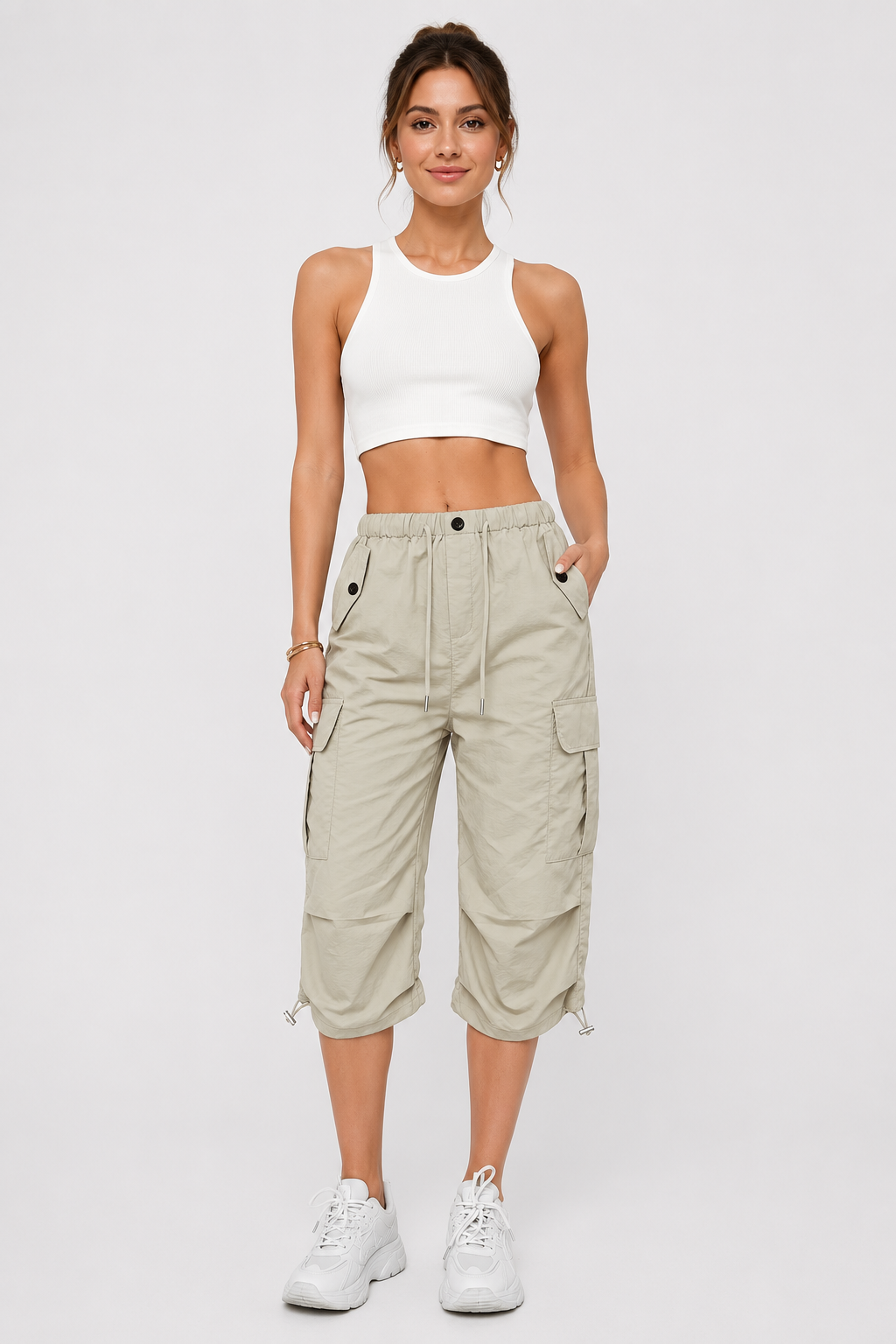 Pantalon cargo court à cordons — Lou — Amielle Paris
