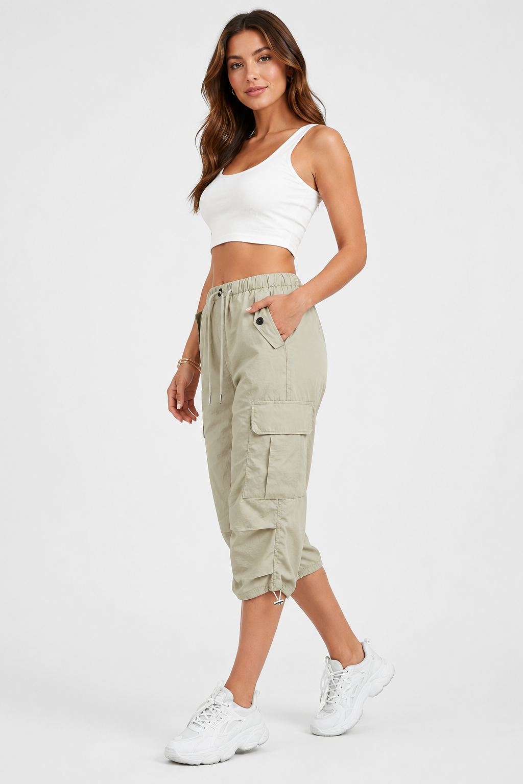 Pantalon cargo court à cordons — Lou — Amielle Paris