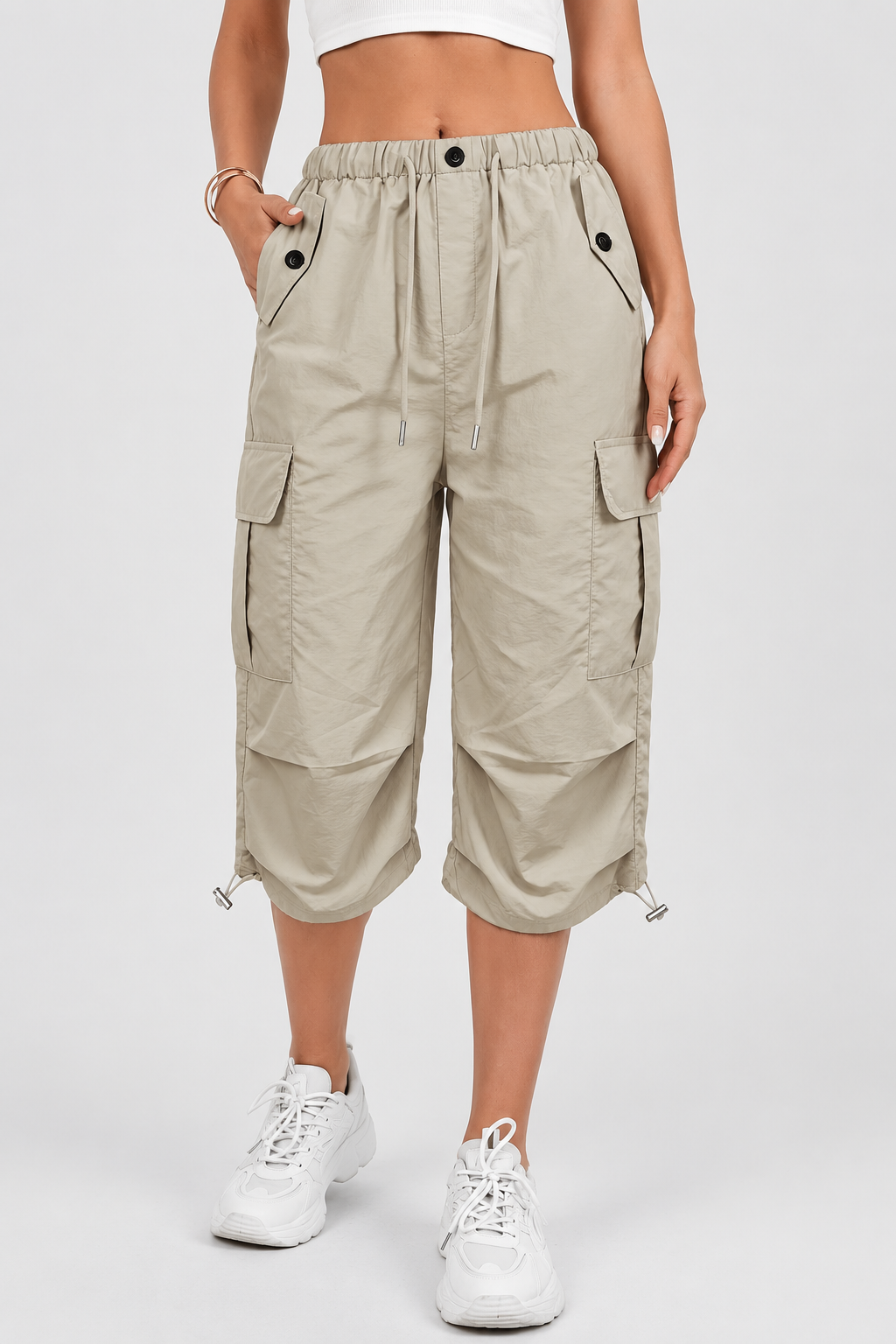 Pantalon cargo court à cordons — Lou — Amielle Paris