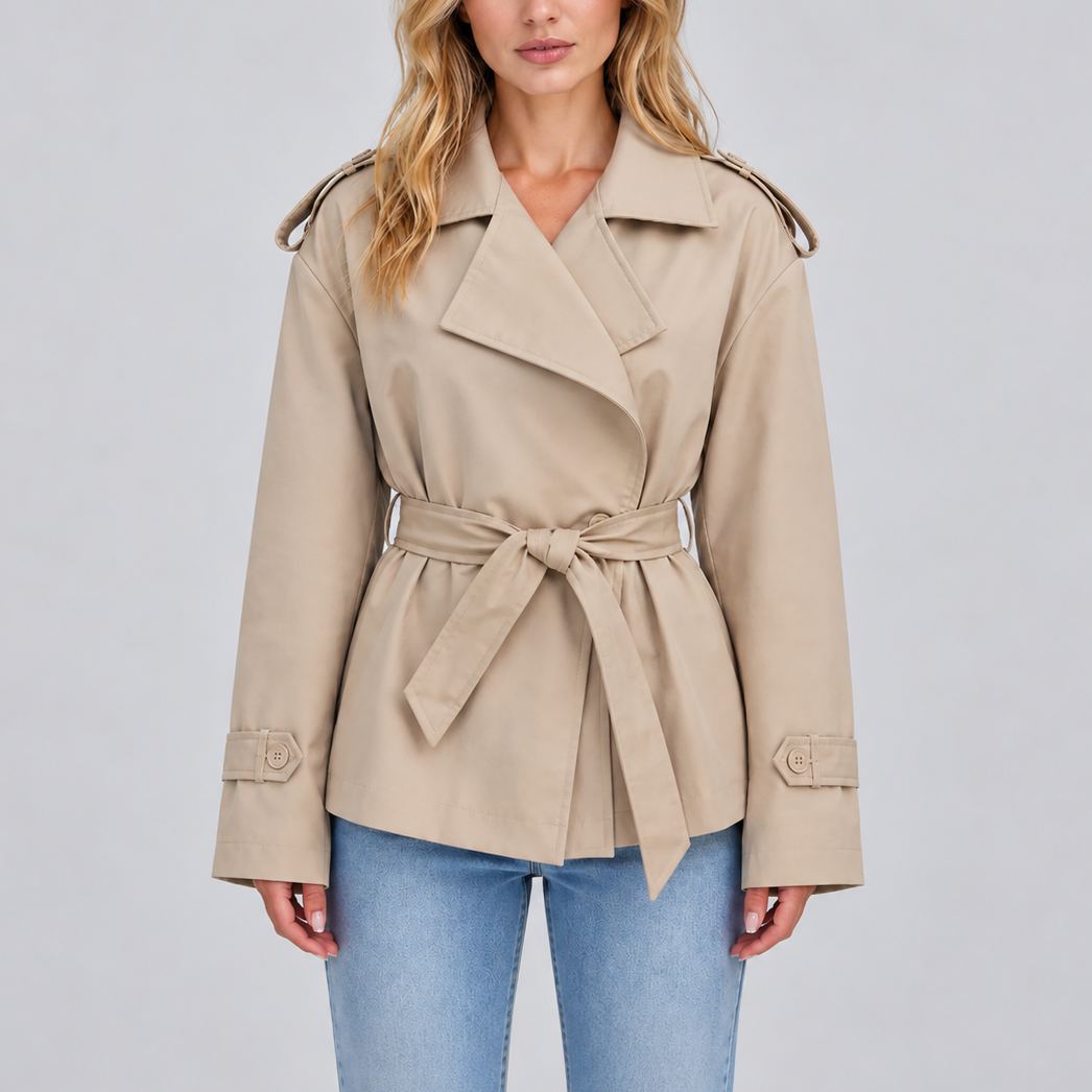 Trench court croisé avec ceinture — Amielle Paris