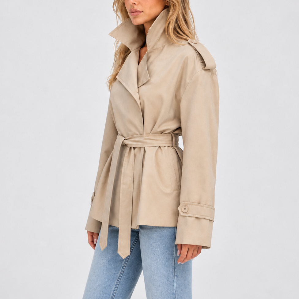 Trench court croisé avec ceinture — Amielle Paris