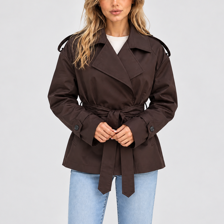 Trench court croisé avec ceinture — Amielle Paris