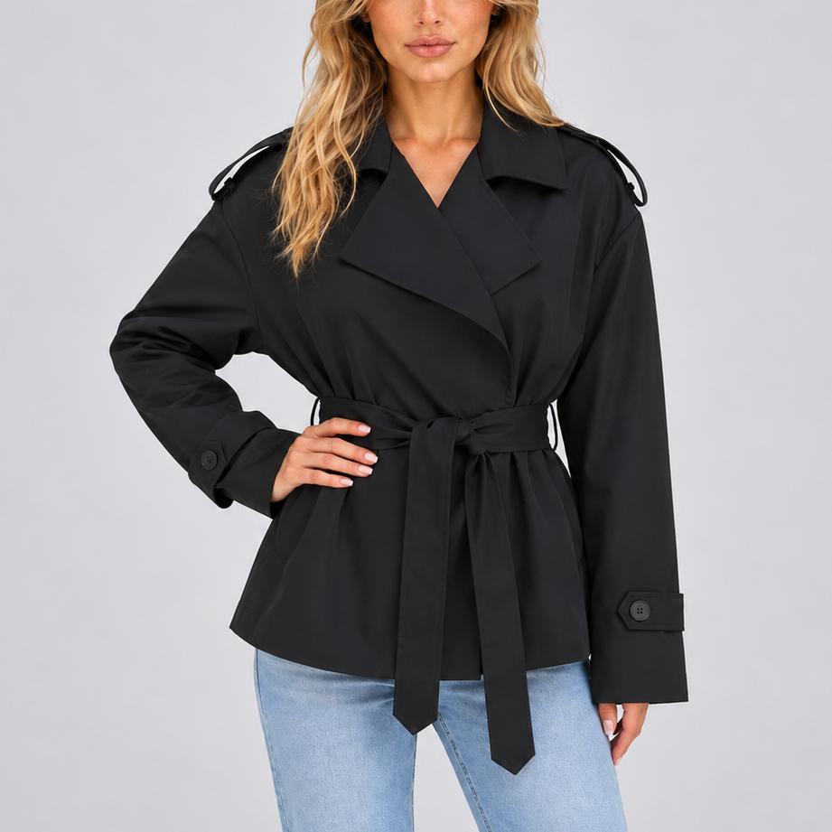 Trench court croisé avec ceinture — Amielle Paris
