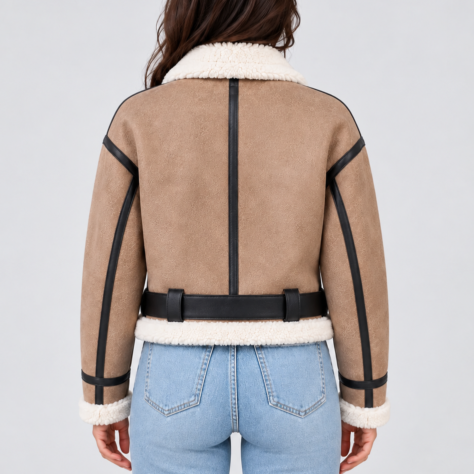 Blouson aviateur court à finitions duveteuses — Amielle Paris