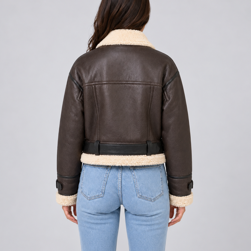 Blouson aviateur court à finitions duveteuses — Amielle Paris