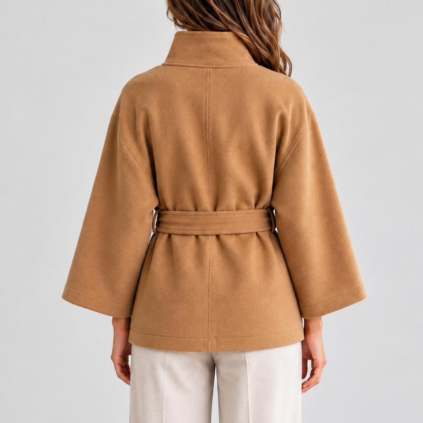 Veste cape ceinturée à col montant — Amielle Paris