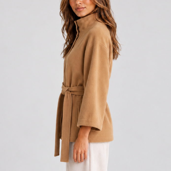 Veste cape ceinturée à col montant — Amielle Paris