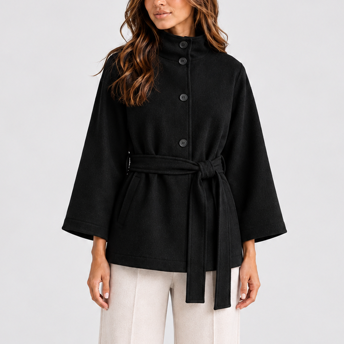 Veste cape ceinturée à col montant — Amielle Paris