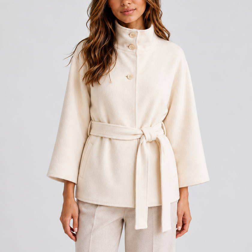 Veste cape ceinturée à col montant — Amielle Paris