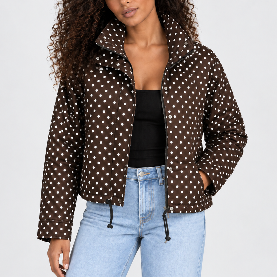 Veste courte à pois et col montant — Amielle Paris